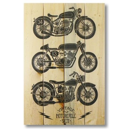 WILE E. WOOD Wile E. Wood WVMS1420 14 x 20 Vintage Motorcycle Wood Art WVMS1420